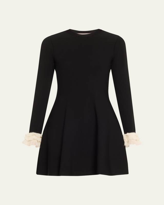 Long-Sleeve Ruffle-Cuff Mini Dress